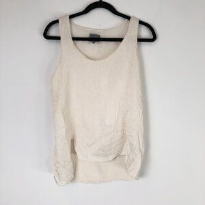 Maiyet Ivory Textured Silk Sleeveless Blouse Top Size 36 Lagenlook
